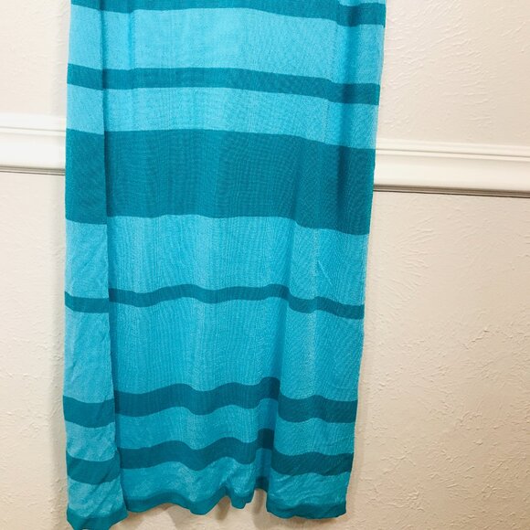 Tommy Bahama Blue and Aqua Scoop Neck Striped Knit Maxi Dress - Picture 4 of 8